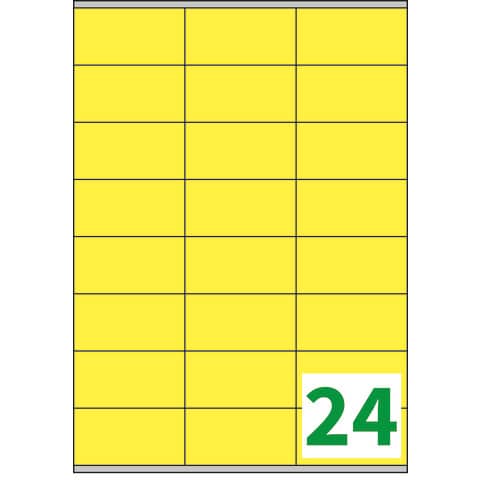 Etichette giallo fluo permanenti Tico laser/inkjet - 70x36 mm 24 et./foglio - conf. 70+10 ff OMAGGIO - LP4FG-7036P